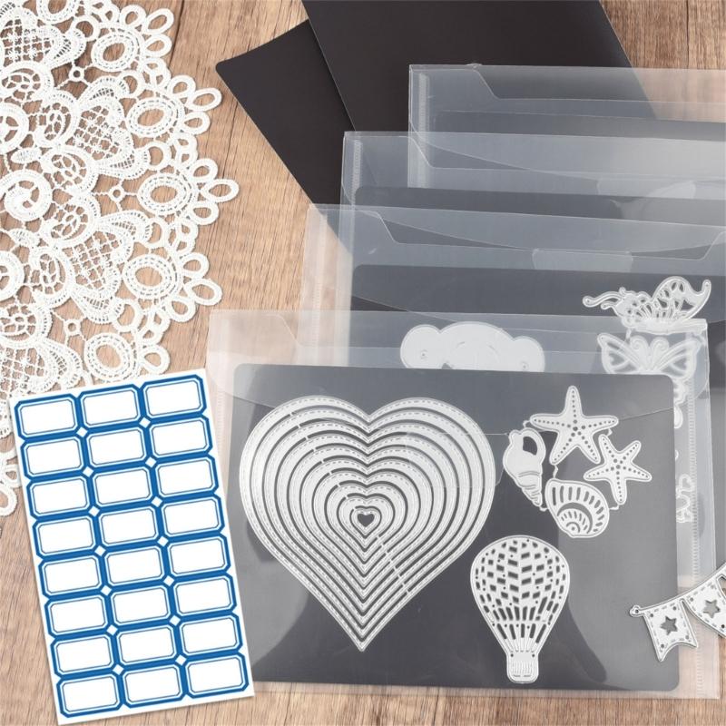 Rubber Magnetic Sheets and Clear Cutting Die Storage Bag Set for Scrapbooking Card Making Supplies Includes Sticker