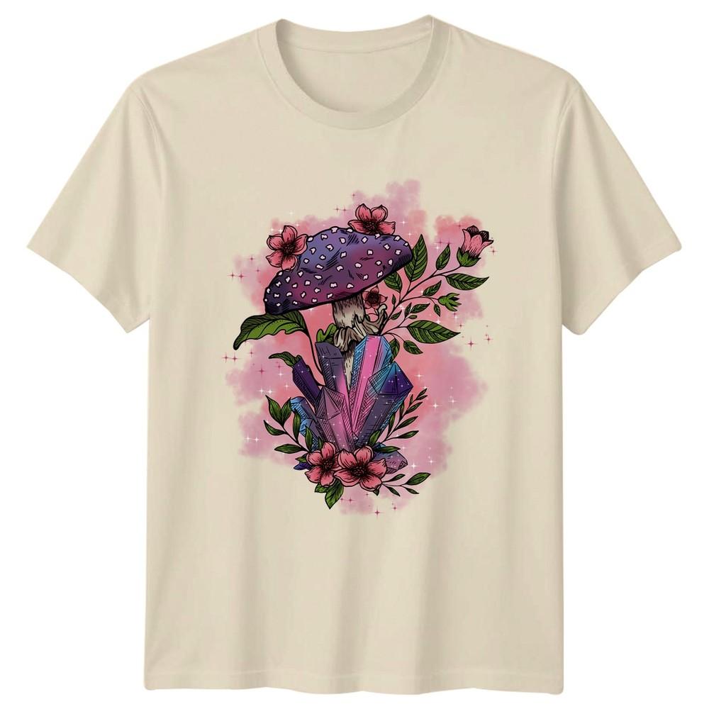 Enchanted Mushroom Crystal Bloom TShirt Crystal Botanical Nature Fantasy