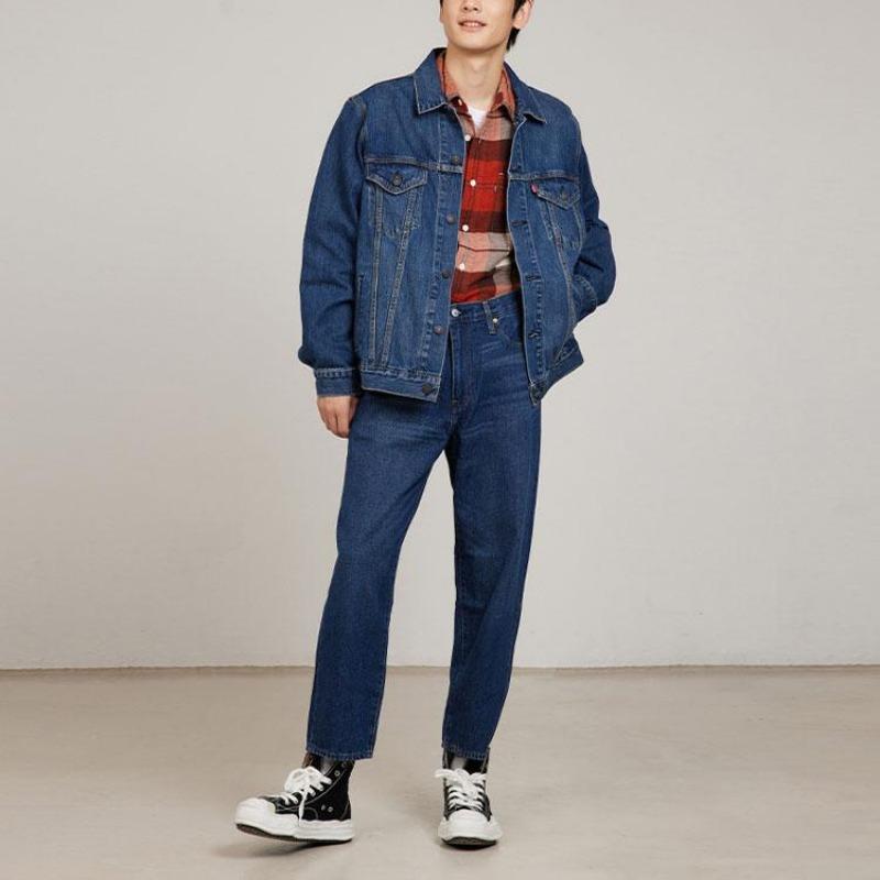 Levis Baumwolle Langarm Button-Down Jeansjacke Unisex Jacken Blau 85248-0019