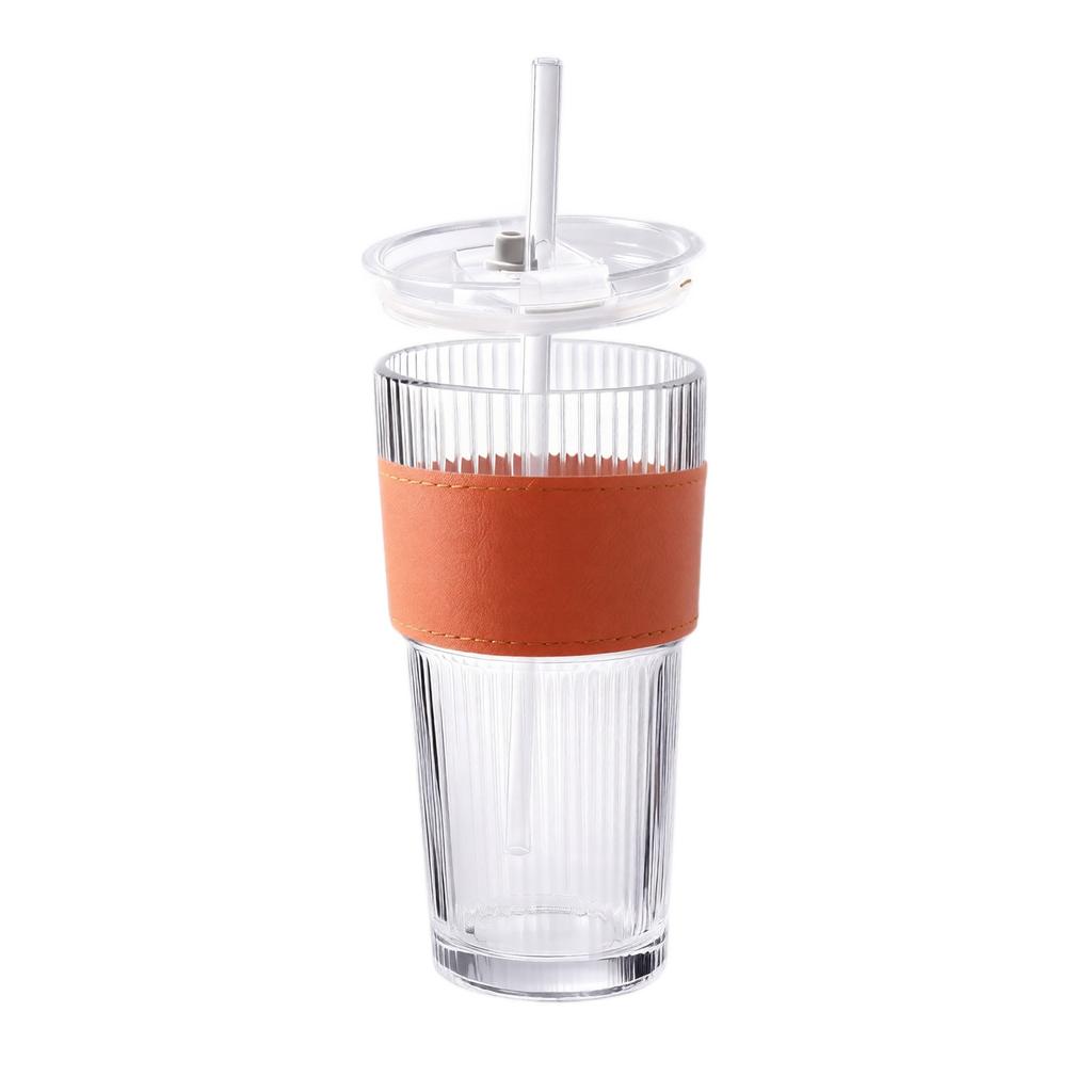 Glass Tumbler Set 560ml Large Capacity Cold Coffee Cup with Straw Lid and Sleeve Leak Proof Aesthetic Drinkware Suitable for Coffee Bar Accessories