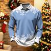 Men's Casual Quick-Dry Mesh Golf Shirt Long Sleeve Christmas Print Top