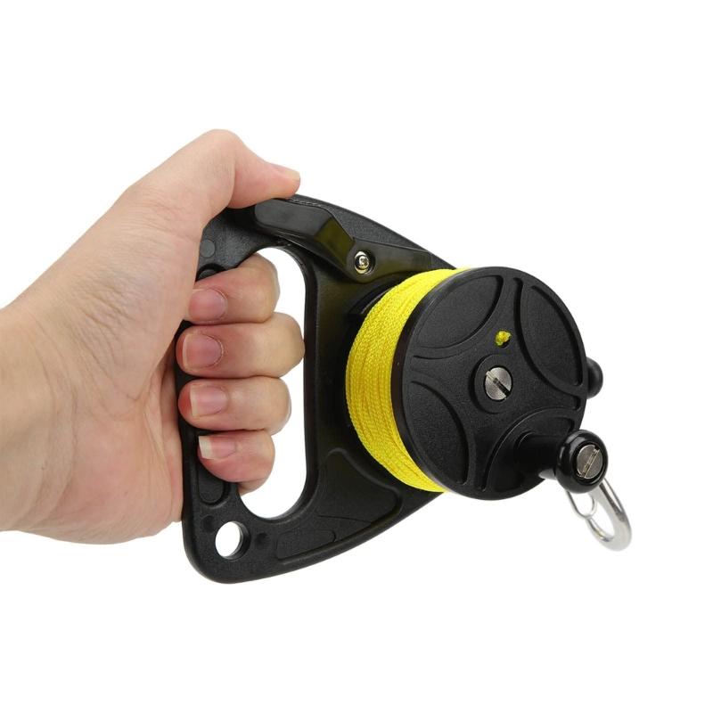 Scubas Ratchets Dives Reel with Handle Stop Switches High Visibility Retractable Line Diving Reel Finger Spool Easy Use