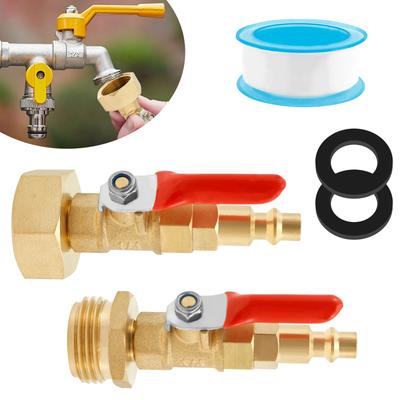 Adapter do zimowania kampera - wydmuchiwarka, mosiężny, szybkozłączka zimowa z wtyczką szybkozłącza 1/4" i gwintem do węża ogrodowego 3/4"