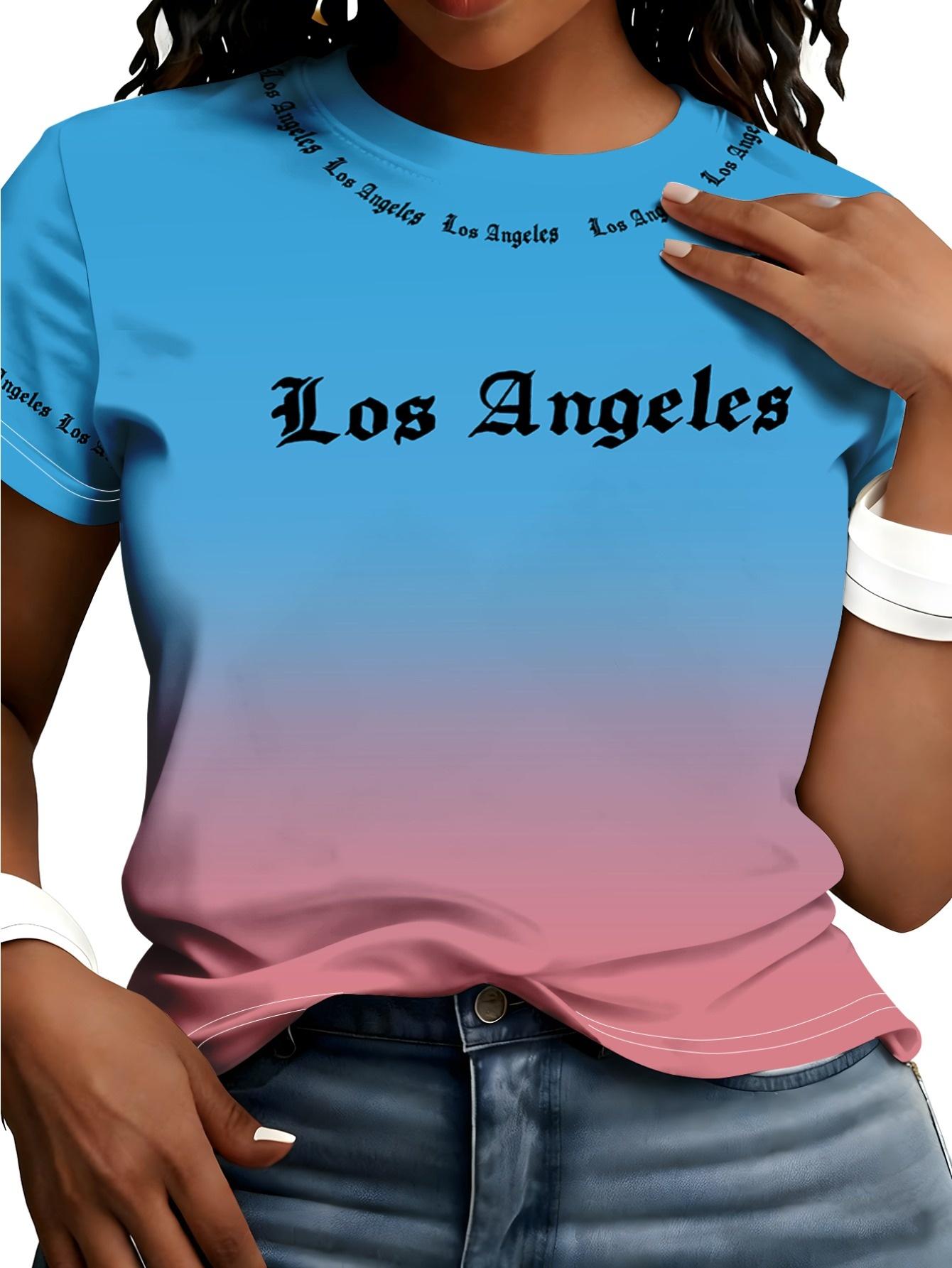 

Blue And Pink Gradient Color Scheme. with a Natural Transition from Top to Bottom; The Front Features a Large Black ;Los Angeles; Letter Print. Giving 3XL дубильна кора