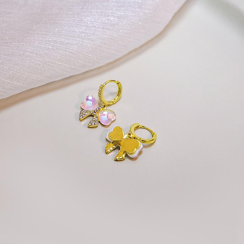 Colorful Bow Earrings with Shiny Stones for Women