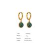 Yhpup Stainless Steel Green Natural Stone Hoop Earrings New Golden Metal Geometric Charm Jewelry Joyería Acero Inoxidable Mujer