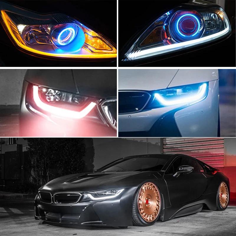 2PCS/lot 9-30V 30/45/60cm DRL Flowing Flexible LED Tube Strip Daytime Running Lights Turn Signal DRL Silica gel LED Lamp