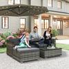 4-Seater Rattan Sofa Set Wicker Sectional Furniture Cushion Grey Garden
