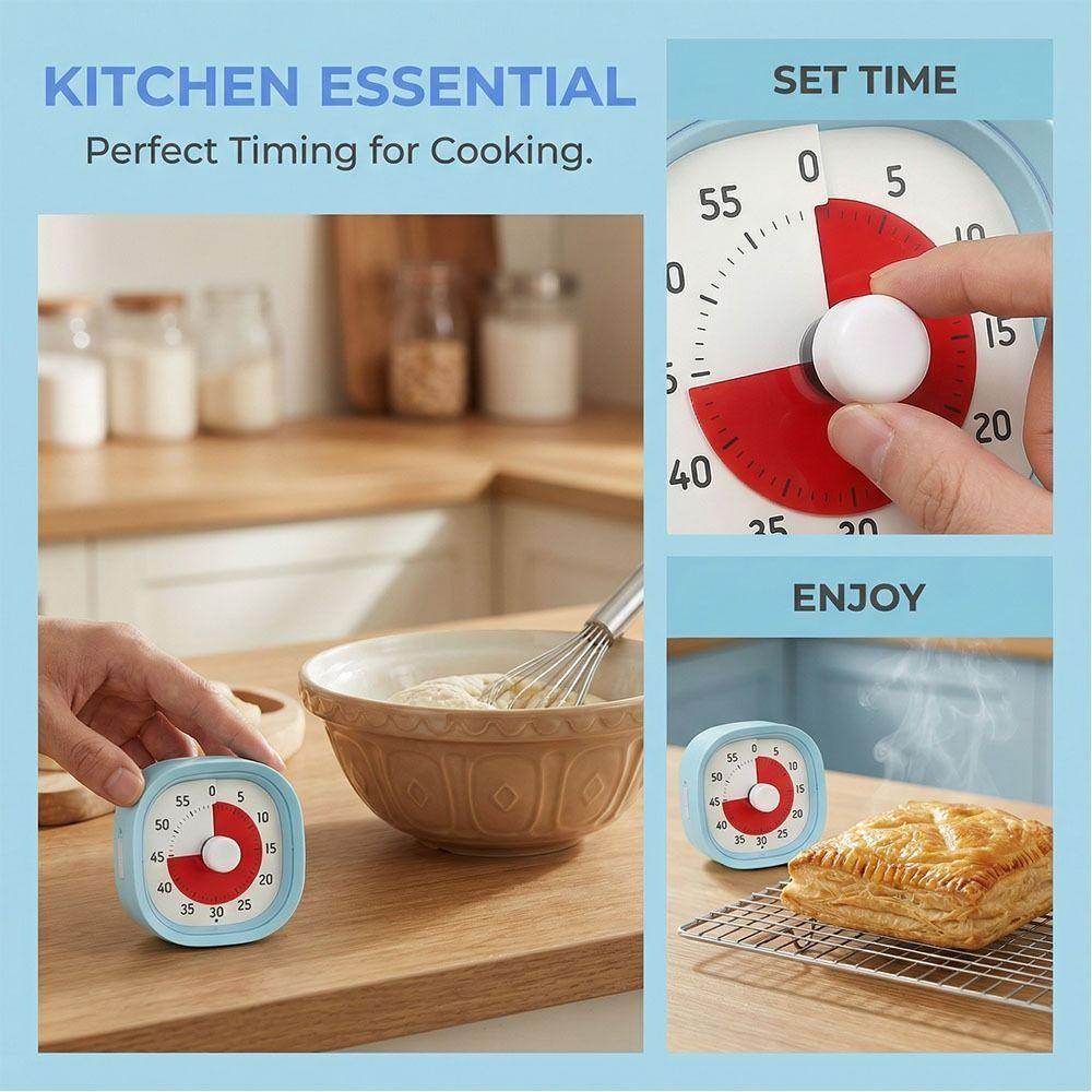 60-Minute Kitchen Countdown Reminder Self-discipline Alarm Clock Visual Timer Reading Room