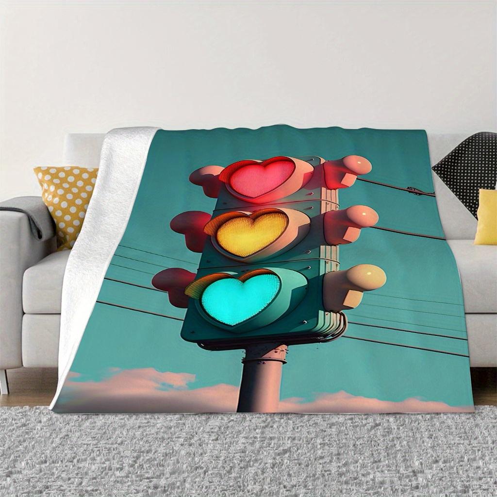 Creative traffic light design Flannel printed blanket suitable for all seasons suitable for living room office sofa and travel