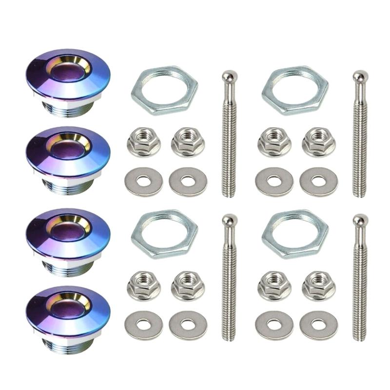 Universally Aluminum Push Button Car Front Bumper Hood Pin Bonnet Lock Latches Clip