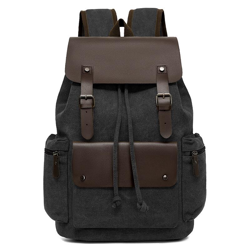 TS JYL laptop bag,Vintage Canvas Backpack Drawstring Flip Design Outdoor Commuter Bag OneSize чёрный