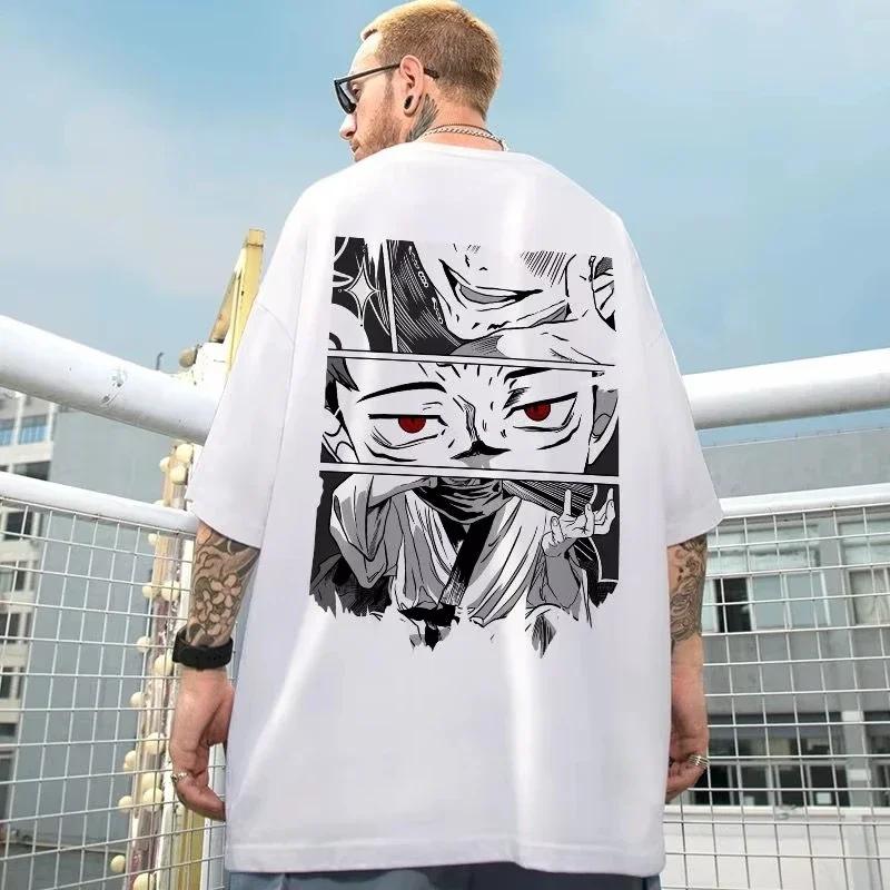 

Harajuku 100% cotton short-sleeved Japanese anime print T-shirt men s top summer casual oversized T-shirt Millennium clothing S