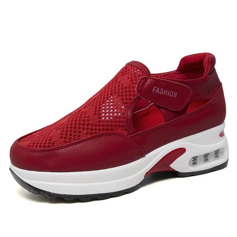 

SyfIyno Новые вулканизированные нерегулярные дышащие сетчатые женские кроссовки спортивная обувь с ковриками и шнурками размер 35-43 35 красный