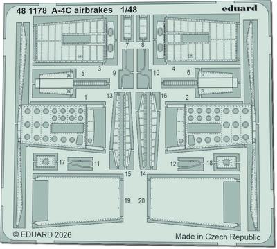 eduard Skyhawk Air Brake Etching Parts Hobby Plastic Model Kit Parts EDU481178 1/48 A-4C (for Boss) (Airplane)