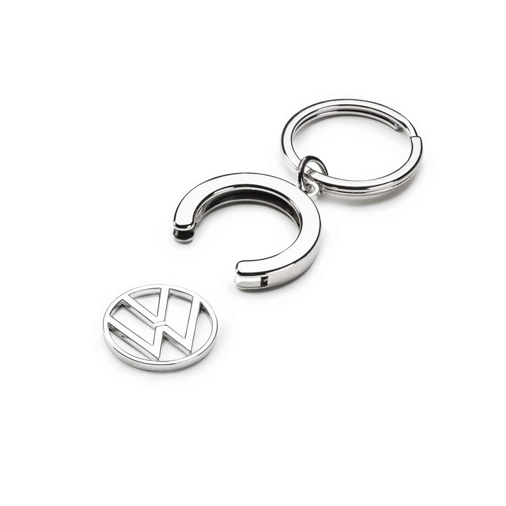 VW 000087010BT Key Fob Deposit Chip Shopping Trolley Token Key Ring Pendant with Volkswagen Logo Silver, Silver