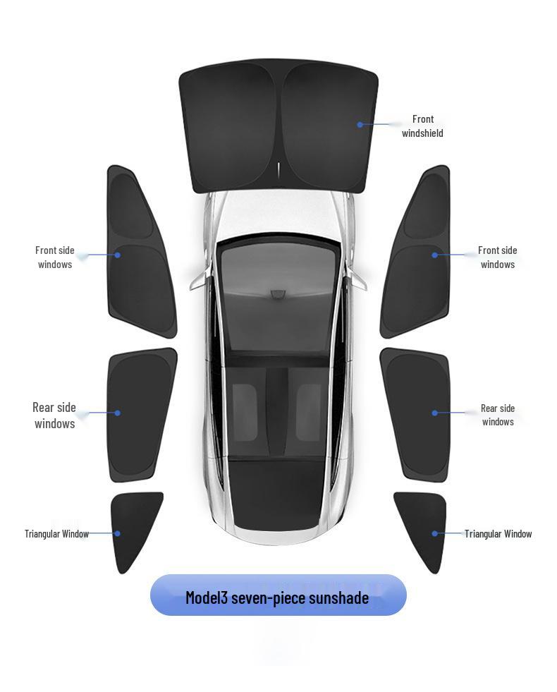 Tesla Model 3/Y Sunshade: Front Windshield Privacy, Heat Insulation, and Sun Protection