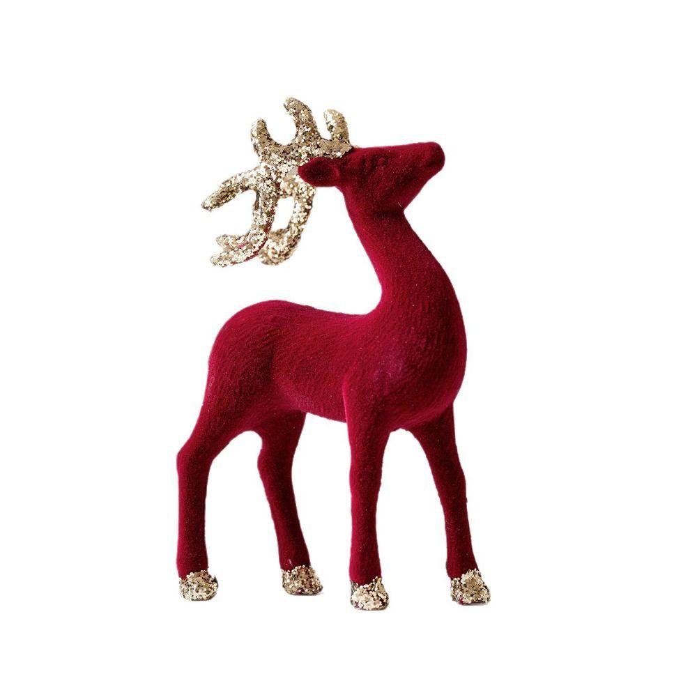 Glittering Glitter Deer Decor Flocking Fabric PVC Christmas Deer New Xmas Tree Pendant  Home