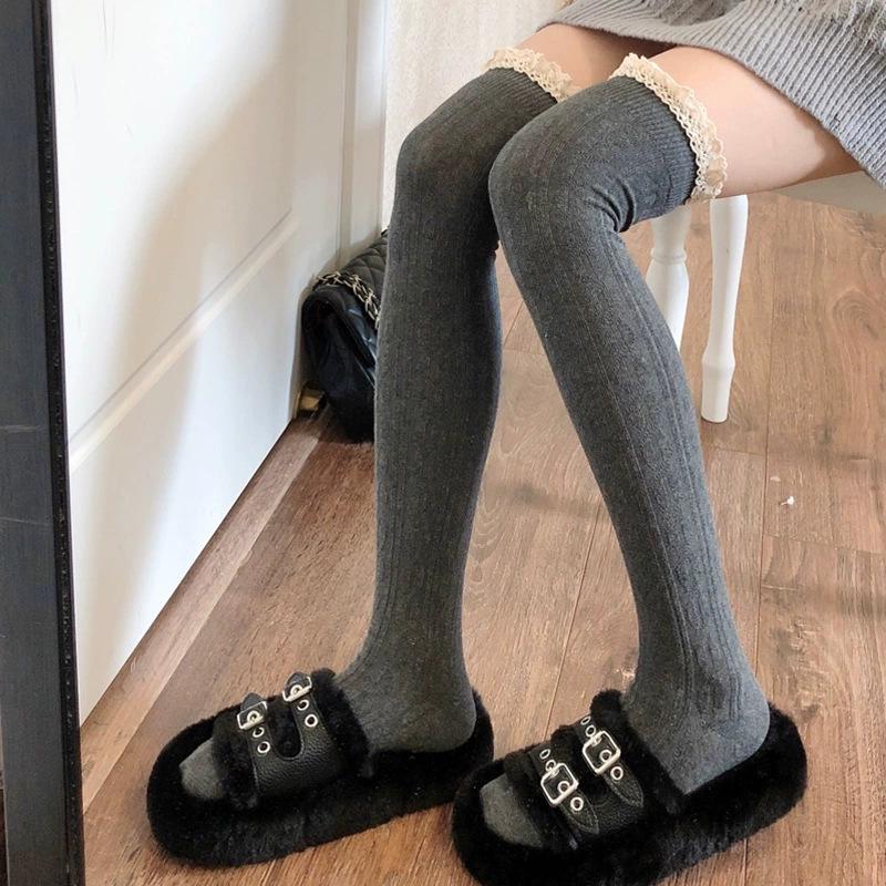 Lolita White Lace Bow Over-the-Knee Velvet Socks