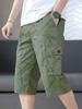 Men's Summer Striped Over-the-Knee Cargo Shorts with Multi-Pockets