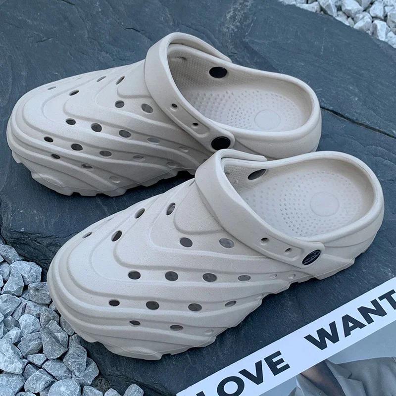 

Fashion 2025 New Fashionable Women s EVA Slippers Soft Thick Sole Home Use Non-Slip Odorless Beach Slippers for Outer Wear 40-41 серый