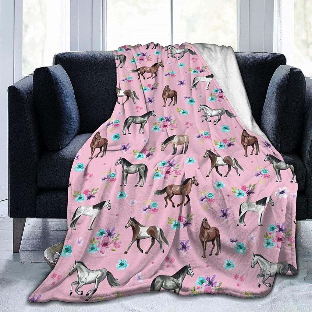 Flannel Fleece Modern Throw Blanket, Cartoon Style Koala Bears Blue Pattern Throw for Spring Recliner, Air Conditioning Blanket