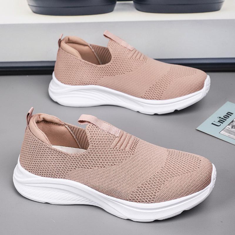 

Сетчатые летящие флаги пара спортивные плоские ленивые туфли для бега повседневные дышащие универсальные ультралегкие туфли летние туфли на одной педали 41 розовый