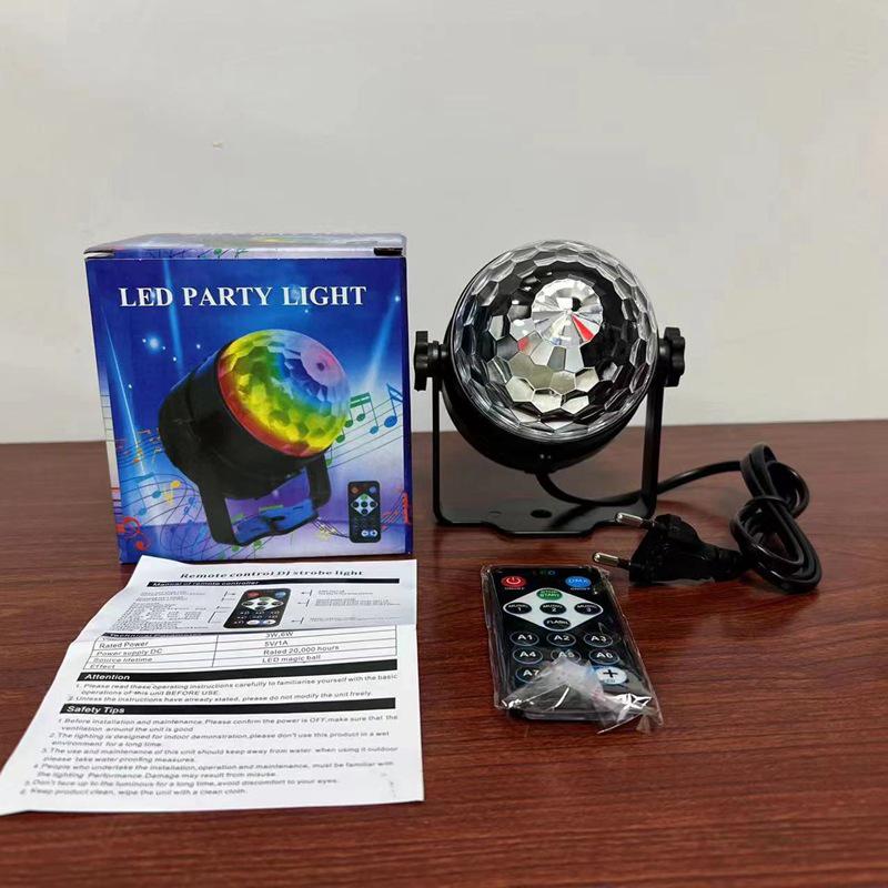 Sound-Activated Seven-Color LED Rotating Crystal Stage Light for Disco, KTV, and Bars