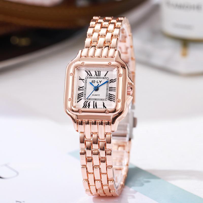 Luxus Damen Fashion Square Uhren Gold Alloy Strap Damen Quarz Armbanduhren Qualitäten Weibliche Römischen Skala Uhr