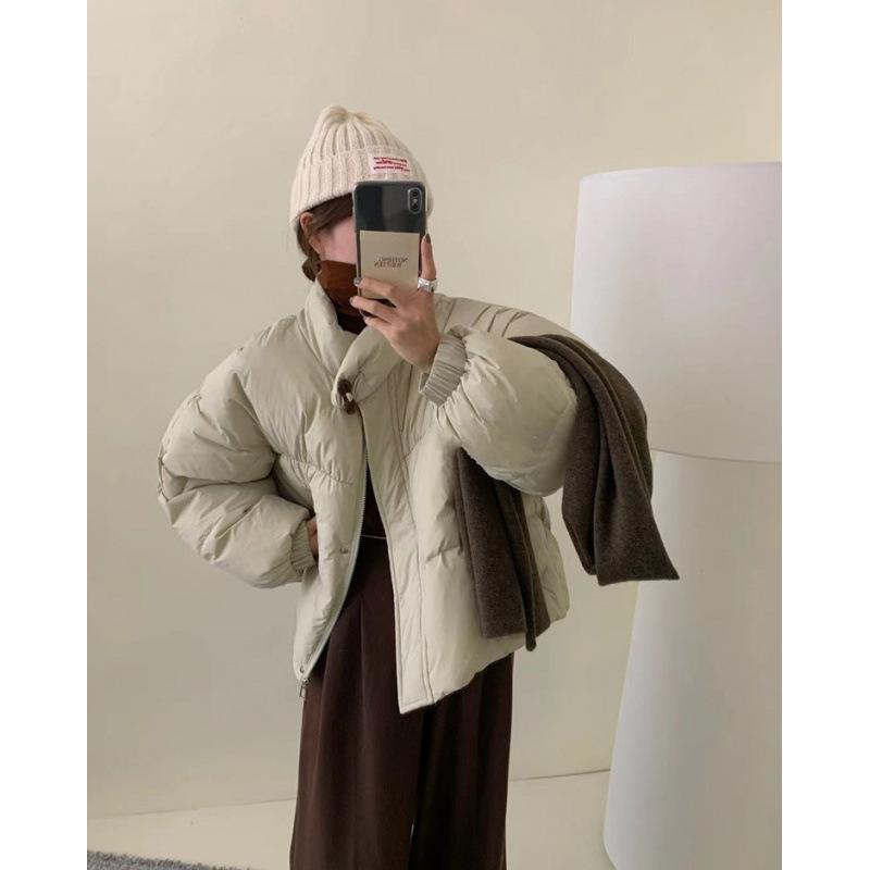 Korean white duck down short down jacket women's new lazy wind fluffy down jacket women's Pinghu