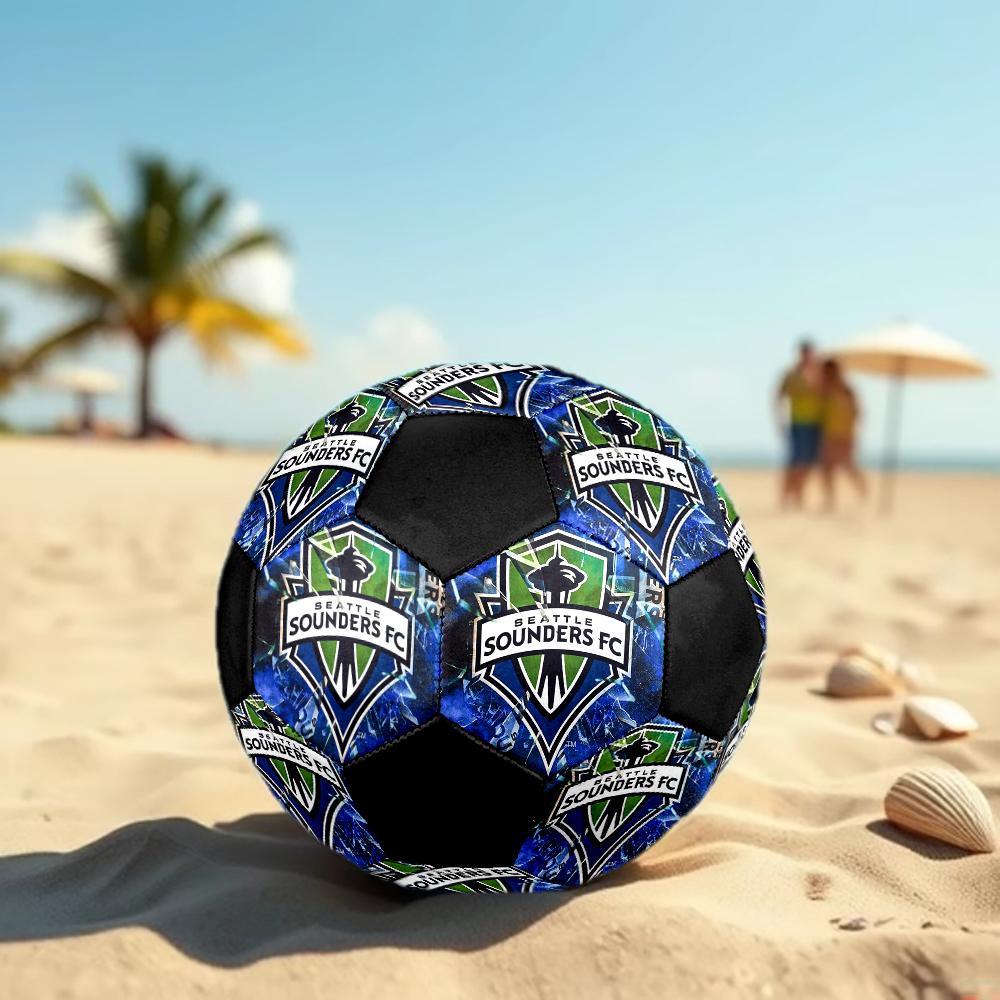 FC Seattle Sounders Soccer Ball, Colorful, Suitable for All Ages, Machine-stitched, PVC Material, Competition Grade, Durable and High Bounce
