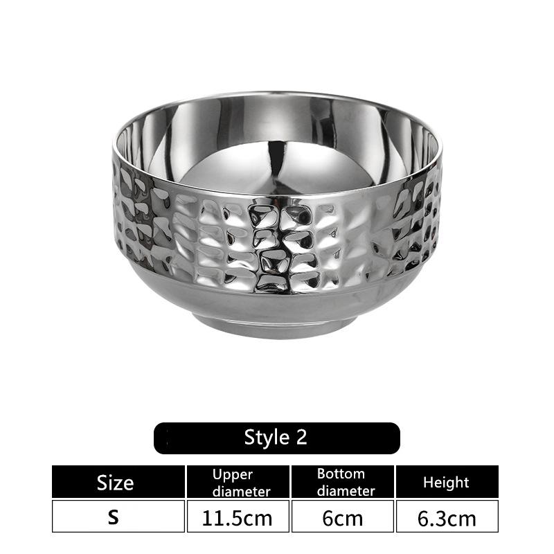 304 matskål i rustfritt stål Risgryte Nudelfat Gylden dobbeltlags varmeisolering Husholdnings Ramen Frutero