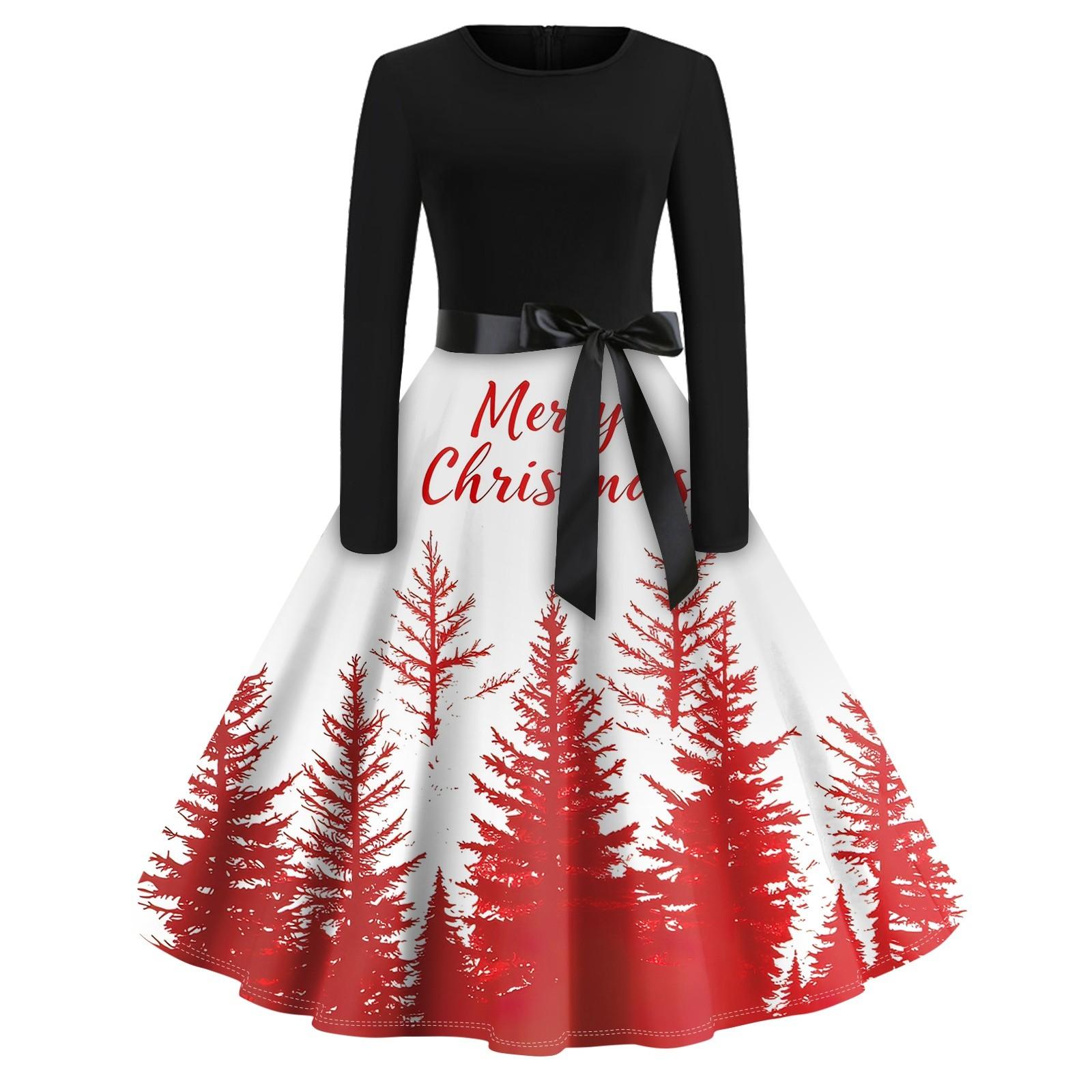 

Платье-клеш с принтом на Хэллоуин для женщин с длинным рукавом, повседневные платья с круглым вырезом и ажурной отделкой XL белый