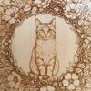 Used [New Arrival] Goshuincho (Temple/Shrine Stamp Book) - Wooden, Floral Wreath & Cat Design - Name Engraving Available