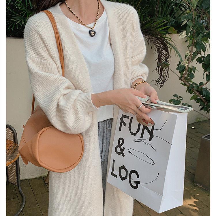 Sweater jacket cardigan women's autumn and winter new temperament medium and long loose lazy style versatile top women