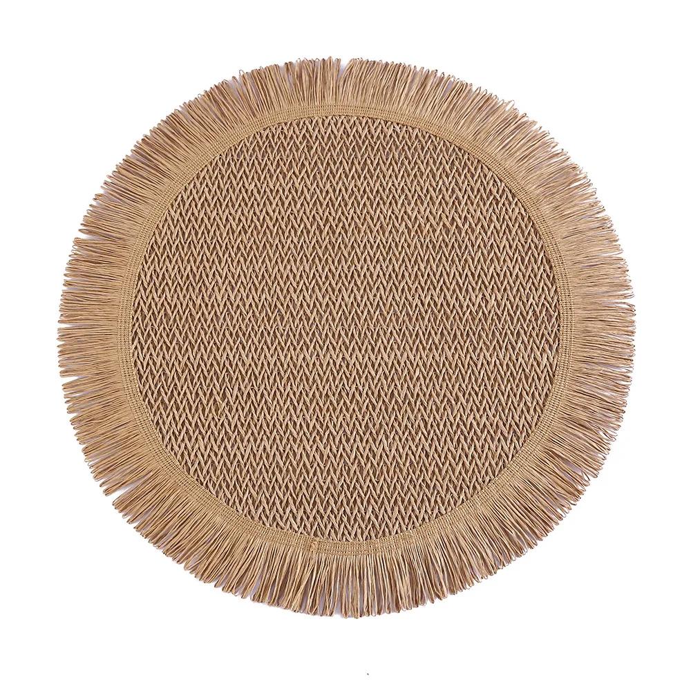 4pcs Hemp Rope Woven Placemat Home Decoration Tassel Hemp Rope Non-slip Mat Hotel Restaurant Western Food Insulation Mat