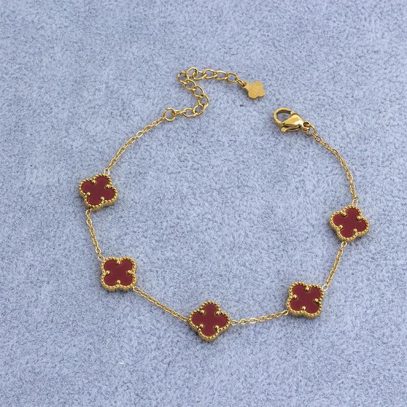 10mm Clover Bracelet Five Flowers Bracelet White Shell Natural Shell Bracelet