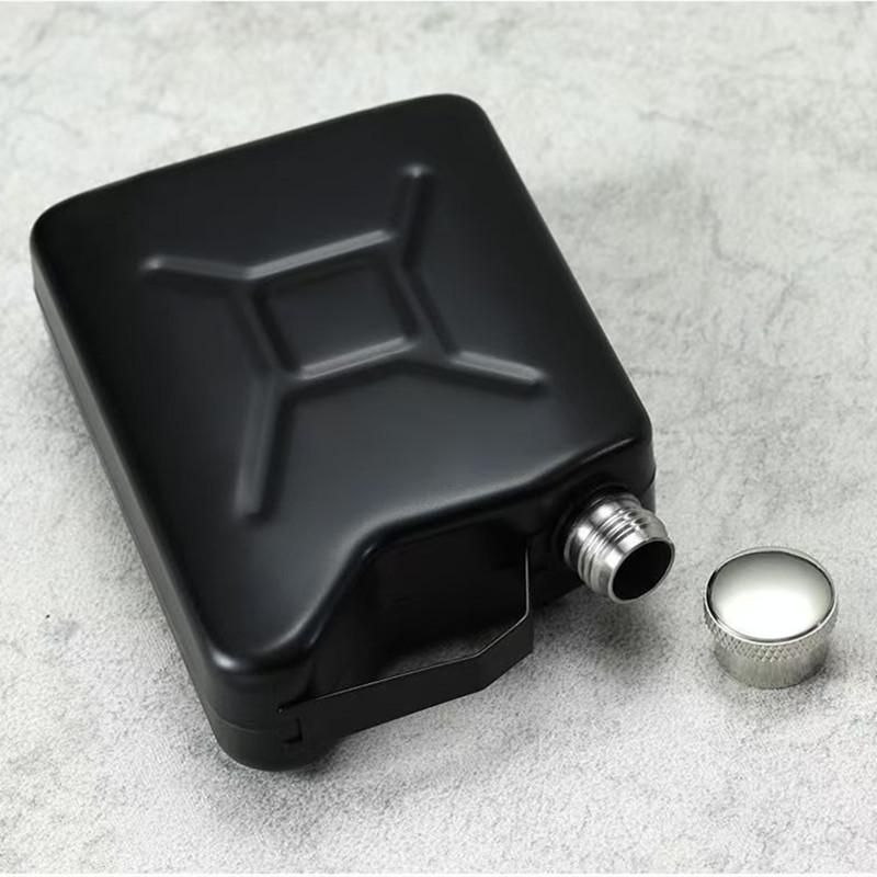 Cross-Border Stainless Steel Portable Camping Oil Drum-Shaped Flask