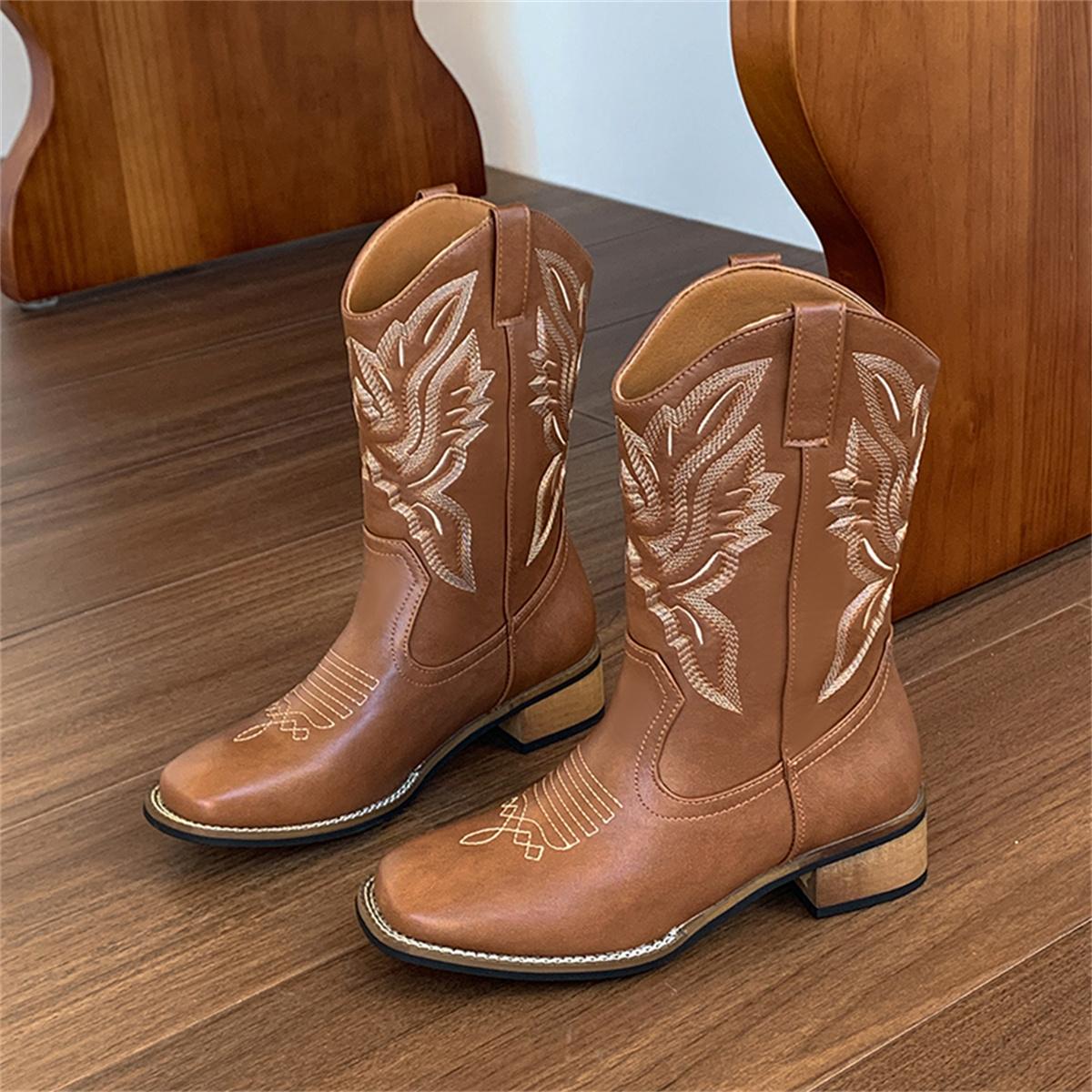 

TUINANLE Fashion Women Mid Calf Boots Female Platform Boots Leather Autumn Shoes Cool 36 светло-коричневого