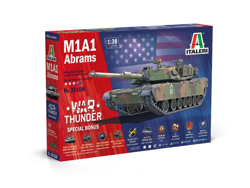 Italeri War Thunder M1A1 Abrams Plastic Model IT35108 1/35 (Tank)