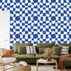 Wallpaper Casual Checkerboard Blue for Living Room and Bedroom 50x1000