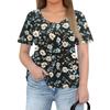 Damenmode Große Größe Rundhals Kurzarm Casual Print Lose Pullover Top