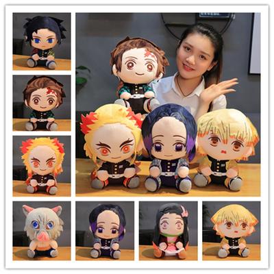 Cartoon Demon Slayer Plush Toys Kawaii Kamado Tanjirou Agatsuma Zenitsu Kamado Nezuko Stuffed Soft Lovely Pillow