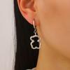 Earrings 3D Hollow Bear Design Stainless Steel Ear Loop Fit Leverback Earrings Adjustable Length Choker Necklace Jewelry Gift