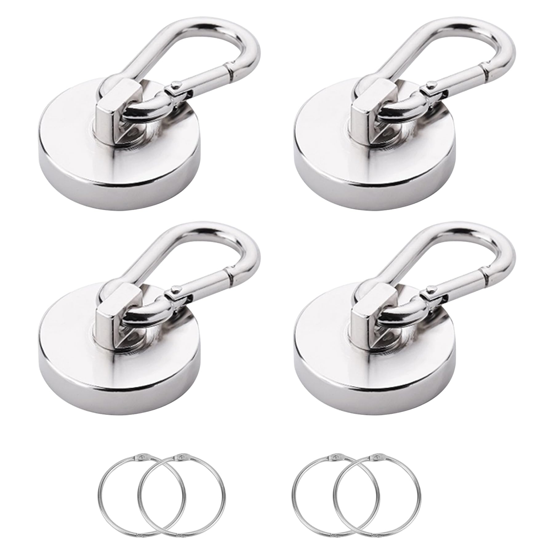 

DODOGOD Сверхпрочные магнитные крючки с карабином из неодимовых магнитов с весом 68 кг 42 мм для наружного и настенного монтажа Набор из [Набор 4] Карабин,