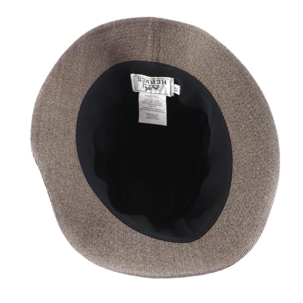 Toller HERMES Hut Bestickter H Bucket Hat Braune Wolle Damen 57 Gebraucht