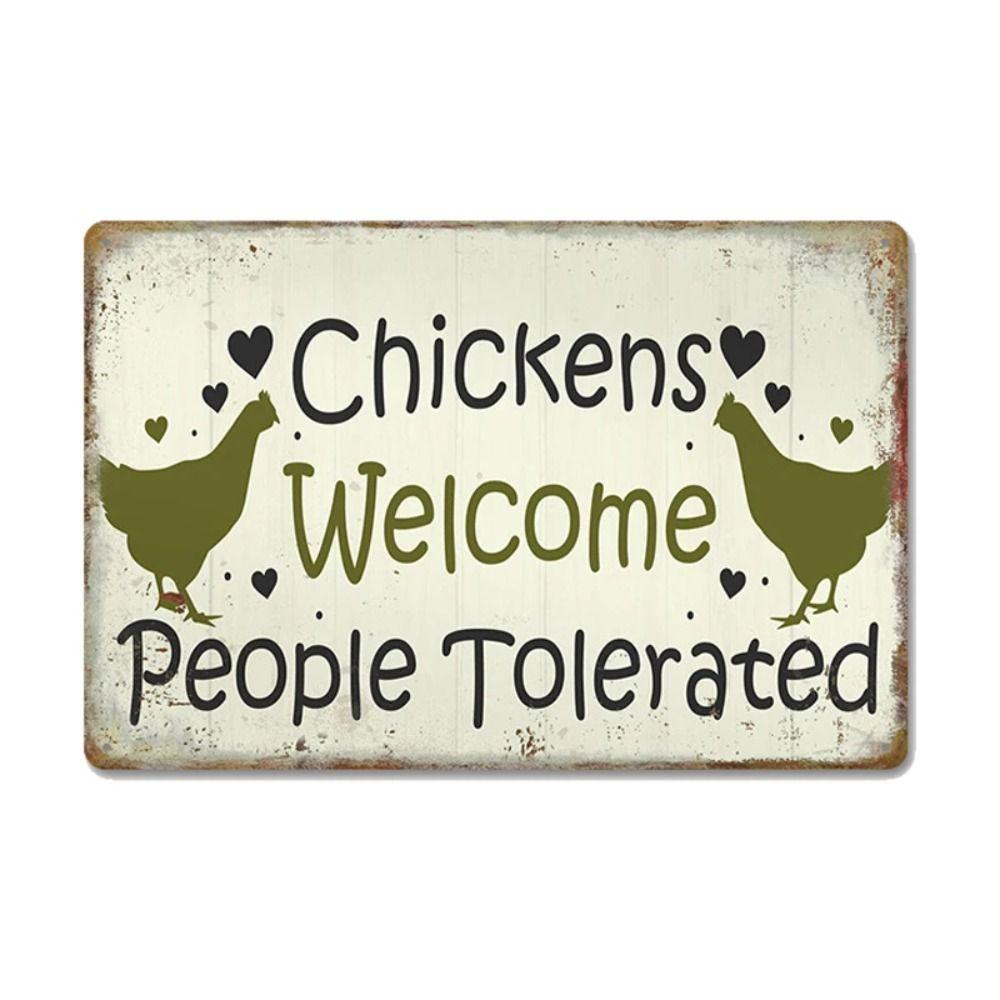 Funny Warning Chicken Sign, Indoor Outdoor Metal Plaque 20x30cm