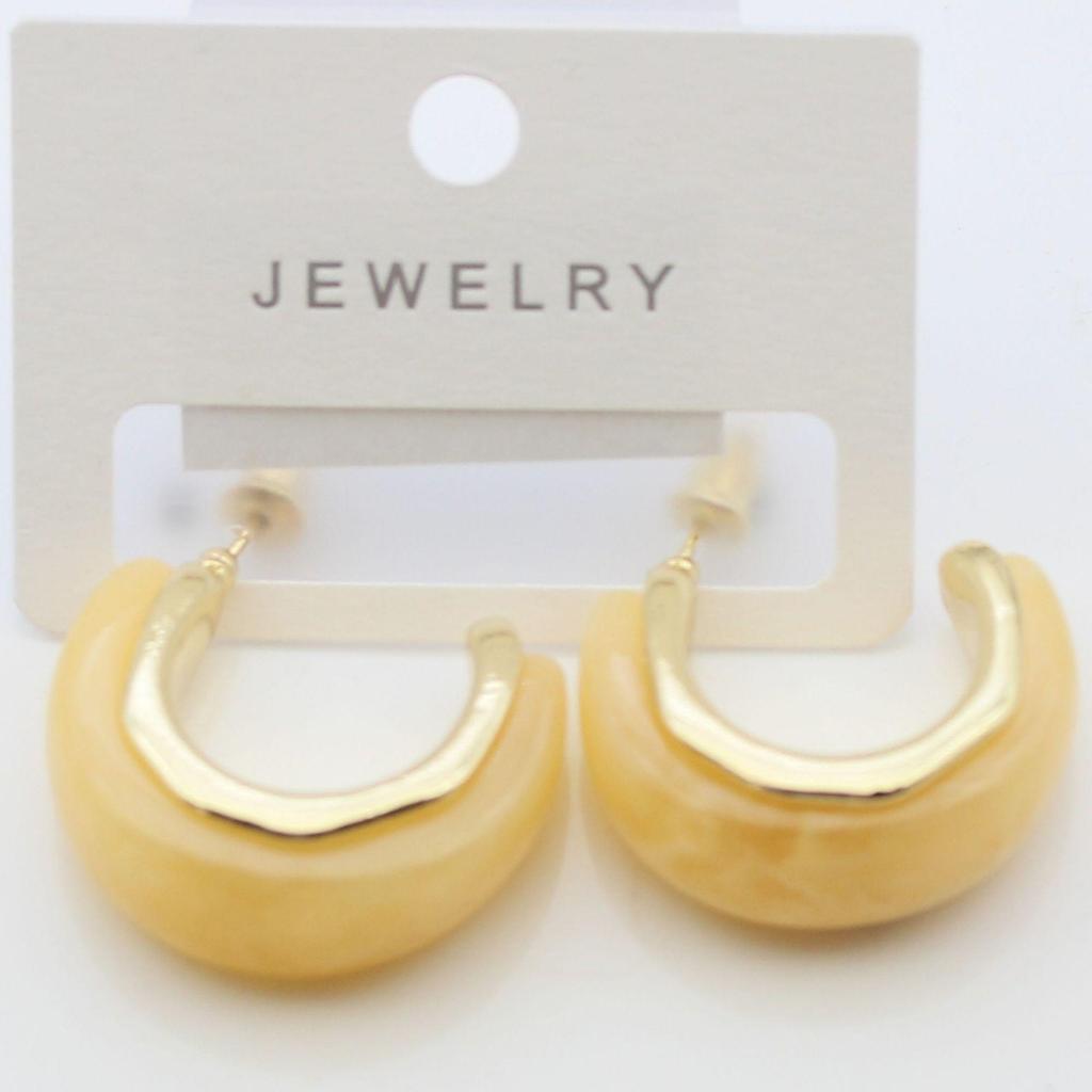 Women's Retro Resin Earrings with S925 Silver Needle - Light Luxury Fashion & Real Gold Color Retention