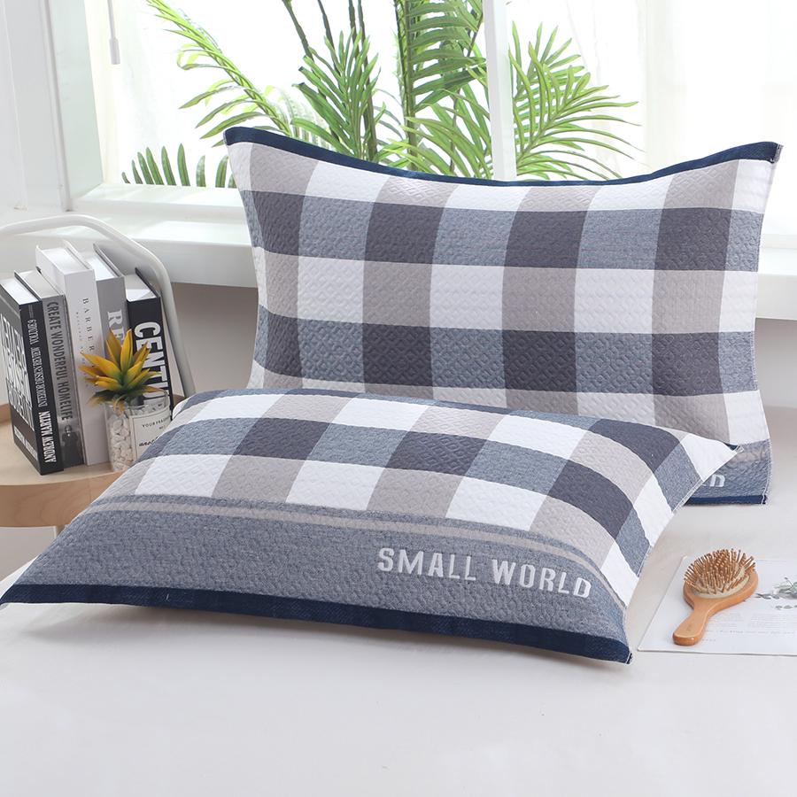 

Extra Large and Thick Plaid Cotton Pillow Towel Set - Stain-Resistant Home Gauze for Couples, Students Default