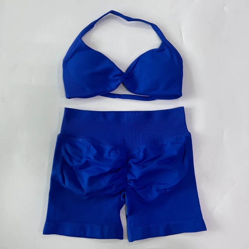 JYL 2023 Sports High Waist Tight Hip Lifting Shorts Ribbed Set